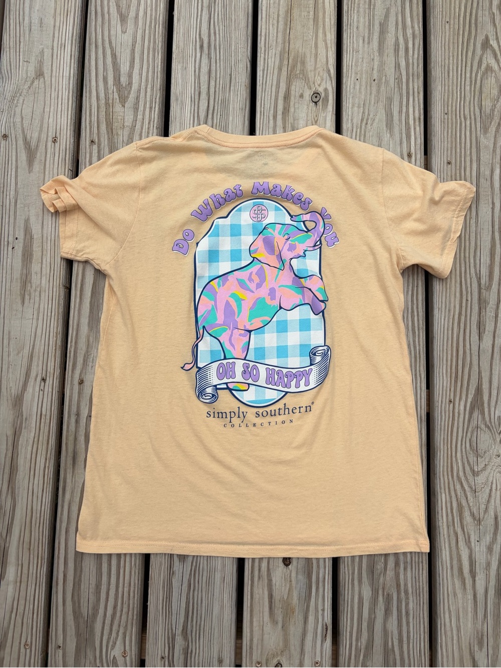 Simply Southern Womens Do What Makes You Oh So Happy Elephant XL Tshirt